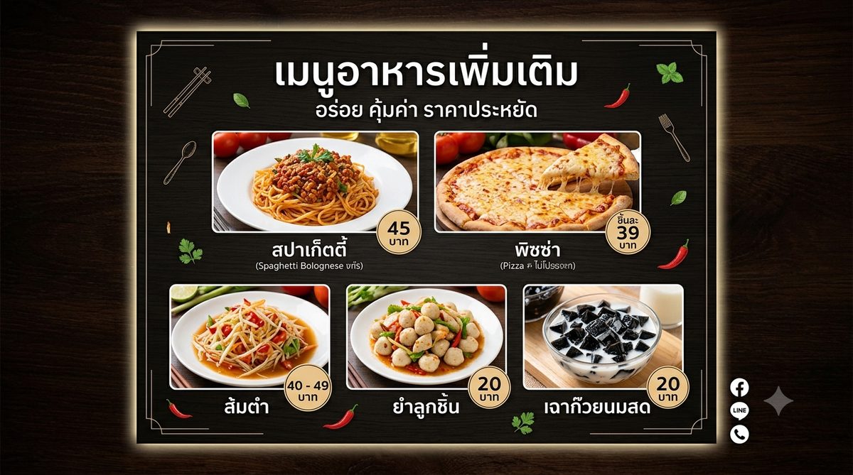 เมนูอาหารเพิ่มเติม